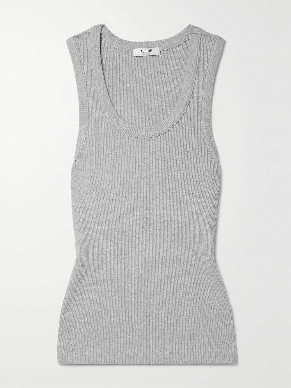 AGOLDE Poppy Ribbed Stretch Organic Cotton Jersey Tank - XS